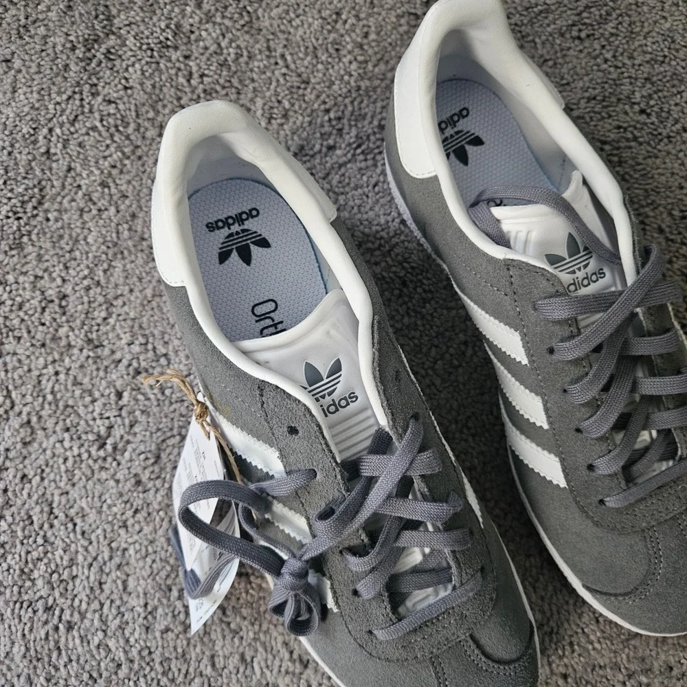 Adidas Gazelle‎ Sneakers Kids 4.5 Suede Low Top Trainers Gray White